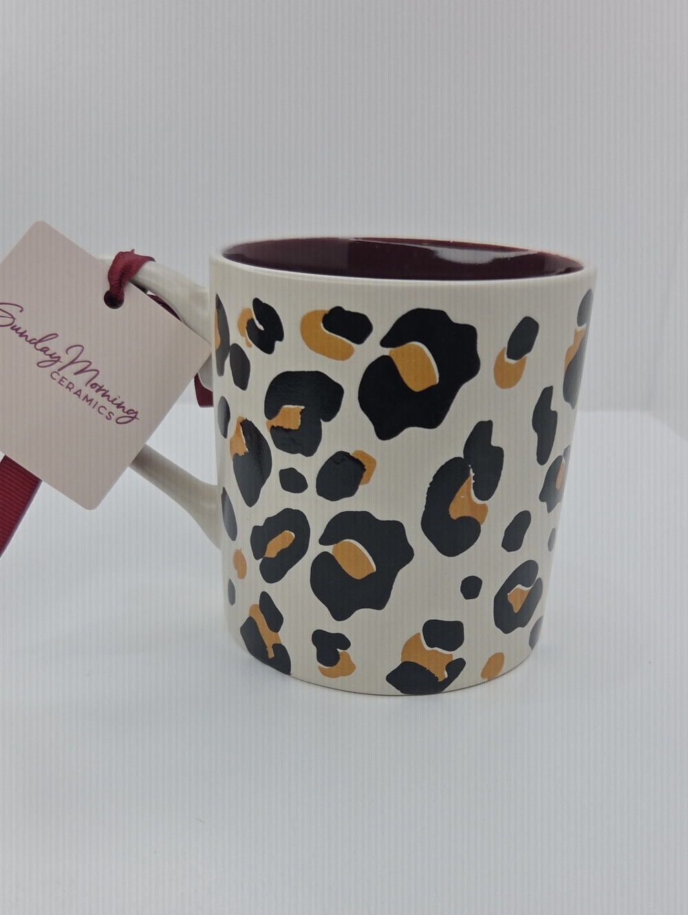 🤎▪️Sunday Morning Ceramics ▪️Leopard Print White and Gold Ceramic Mug
